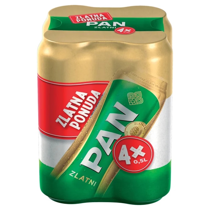 Pan Pivo Zlatni 4 x 500 ml Akcija u trgovini 365 Market