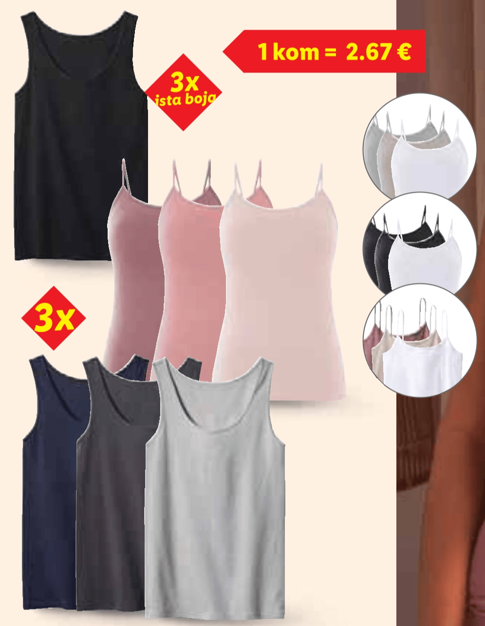 ESMARA Ženske potkošulje 3 komada u setu - Akcija u trgovini Lidl