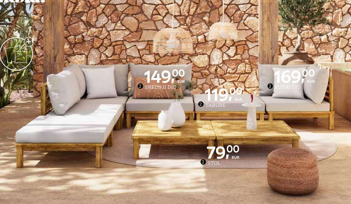 Ambia Garden Lounge set Lario Tabure Akcija u trgovini Lesnina