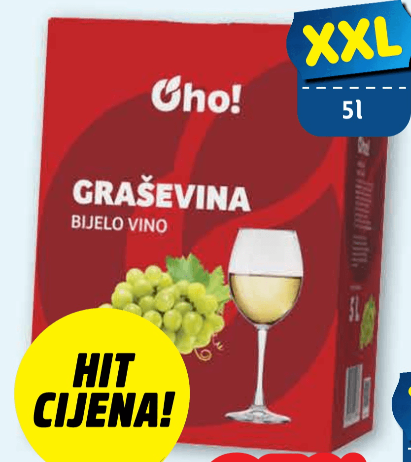 OHO! Graševina 5 l - Akcija u trgovini Plodine