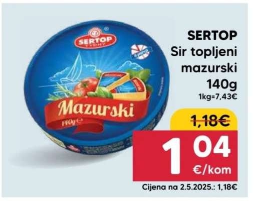 Sir topljeni mazurski 280 g Akcija u trgovini Pivac