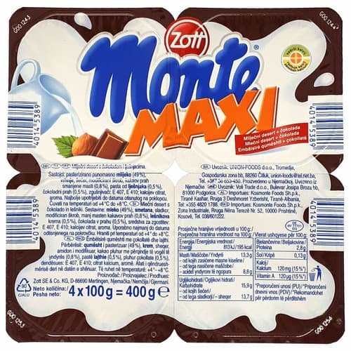 Zott Monte desert čokolada 4x100 g Akcija u trgovini Kaufland