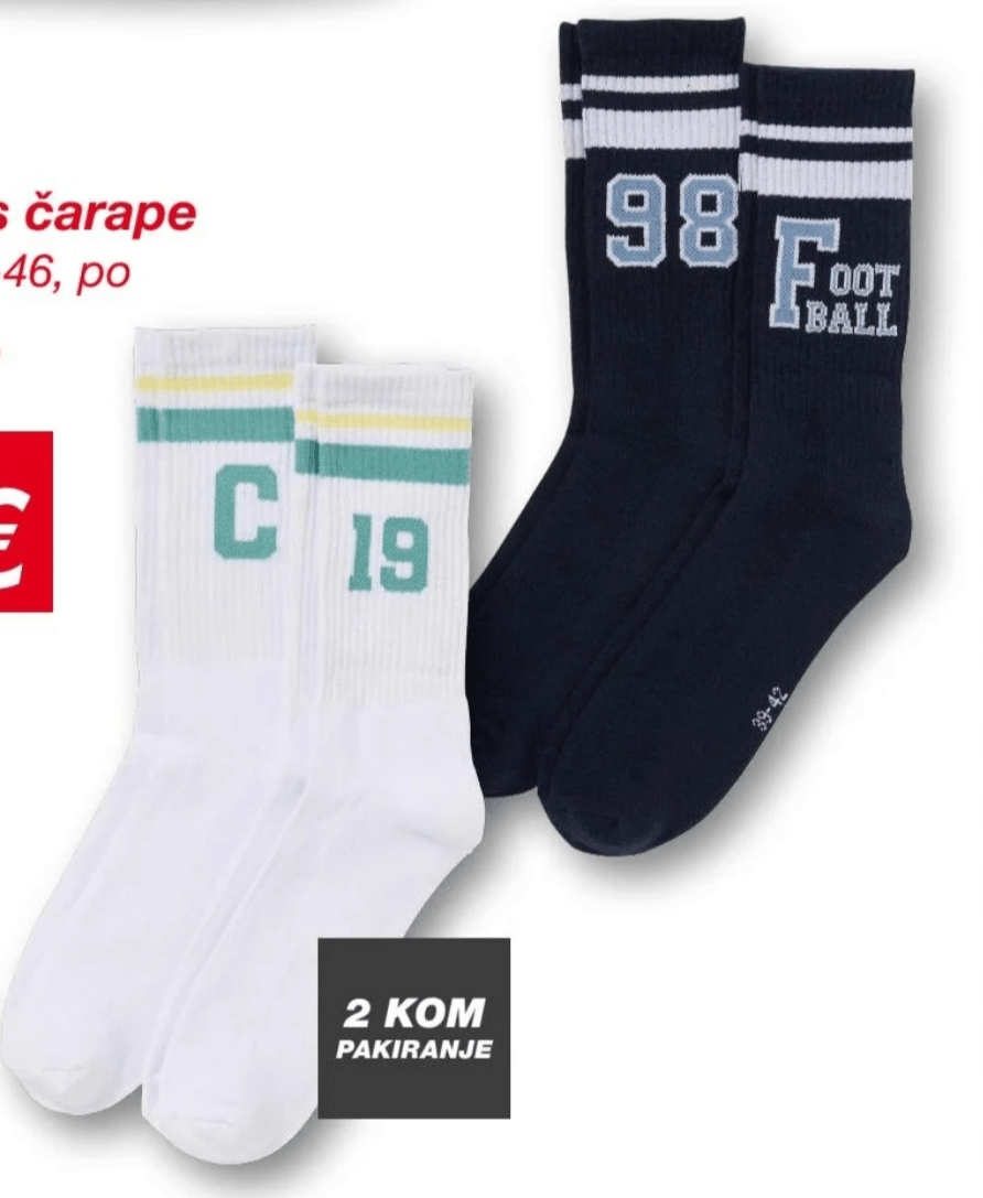 Muške tenis čarape 2 kom - Akcija u trgovini Kik