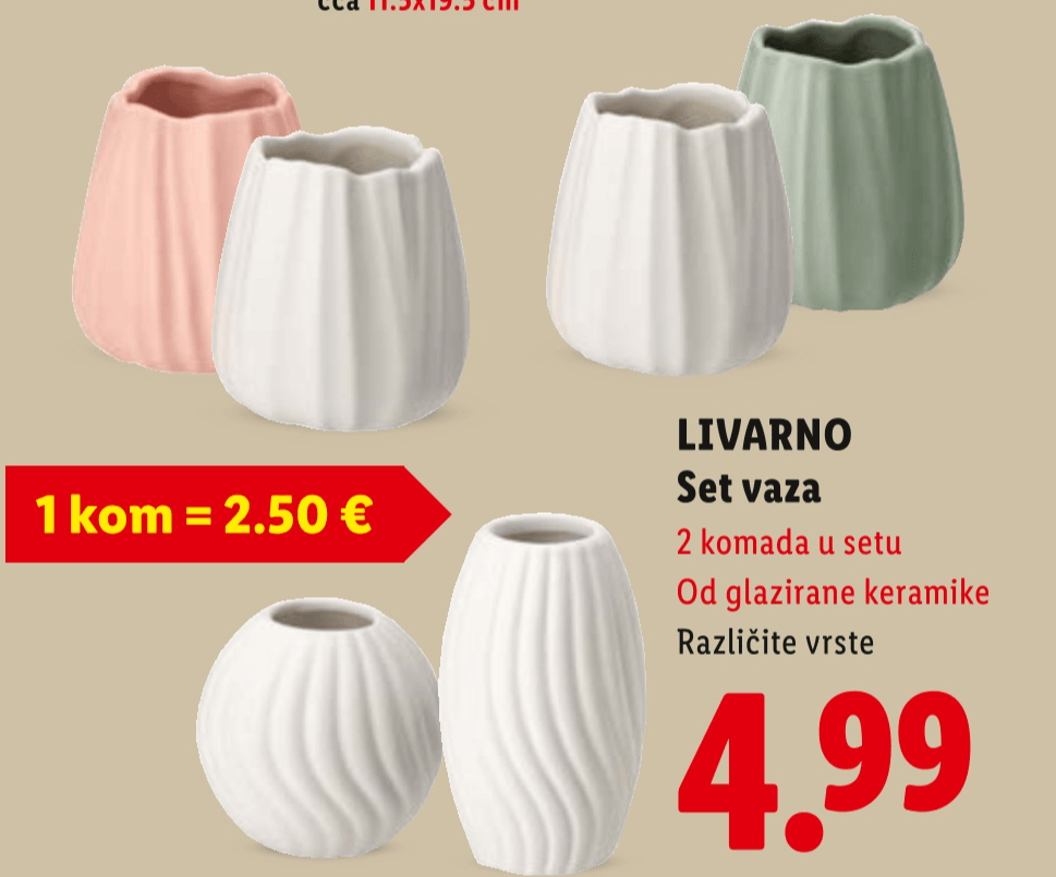LIVARNO Set vaza 2 komada u setu - Akcija u trgovini Lidl