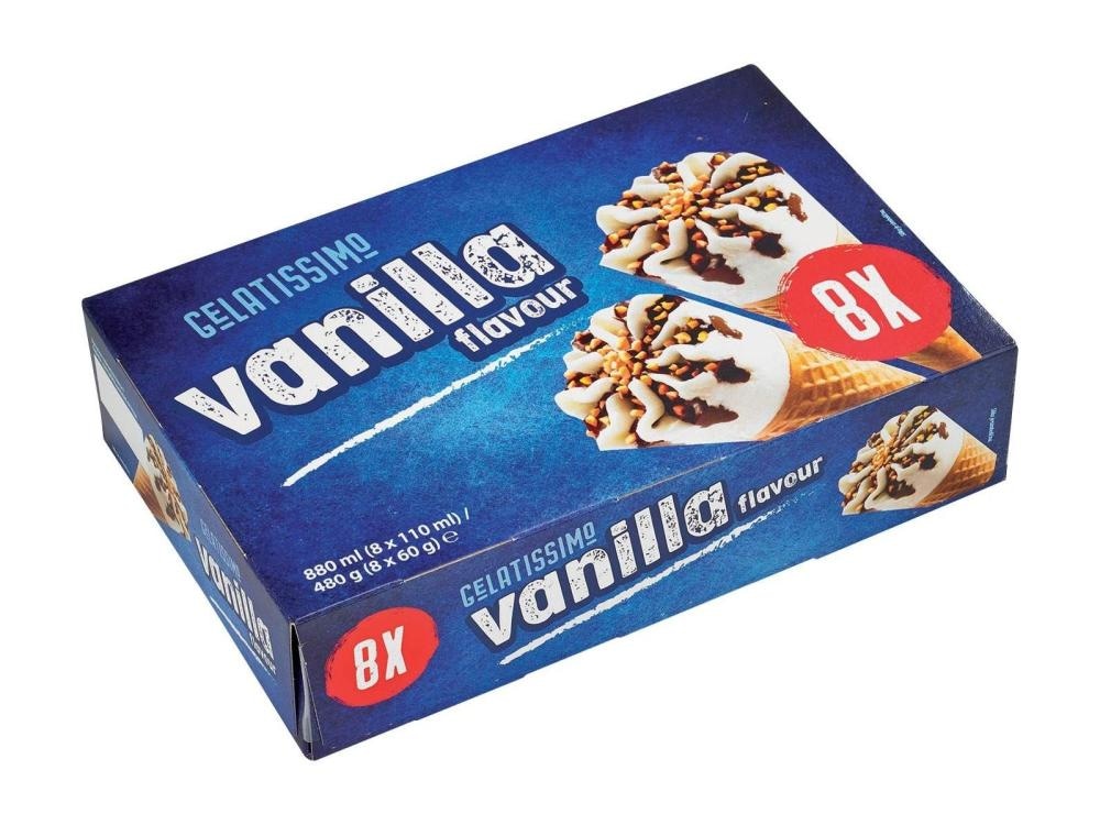 Gelatissimo Sladoled kornet vanilija 8x110ml - Akcija u trgovini Konzum