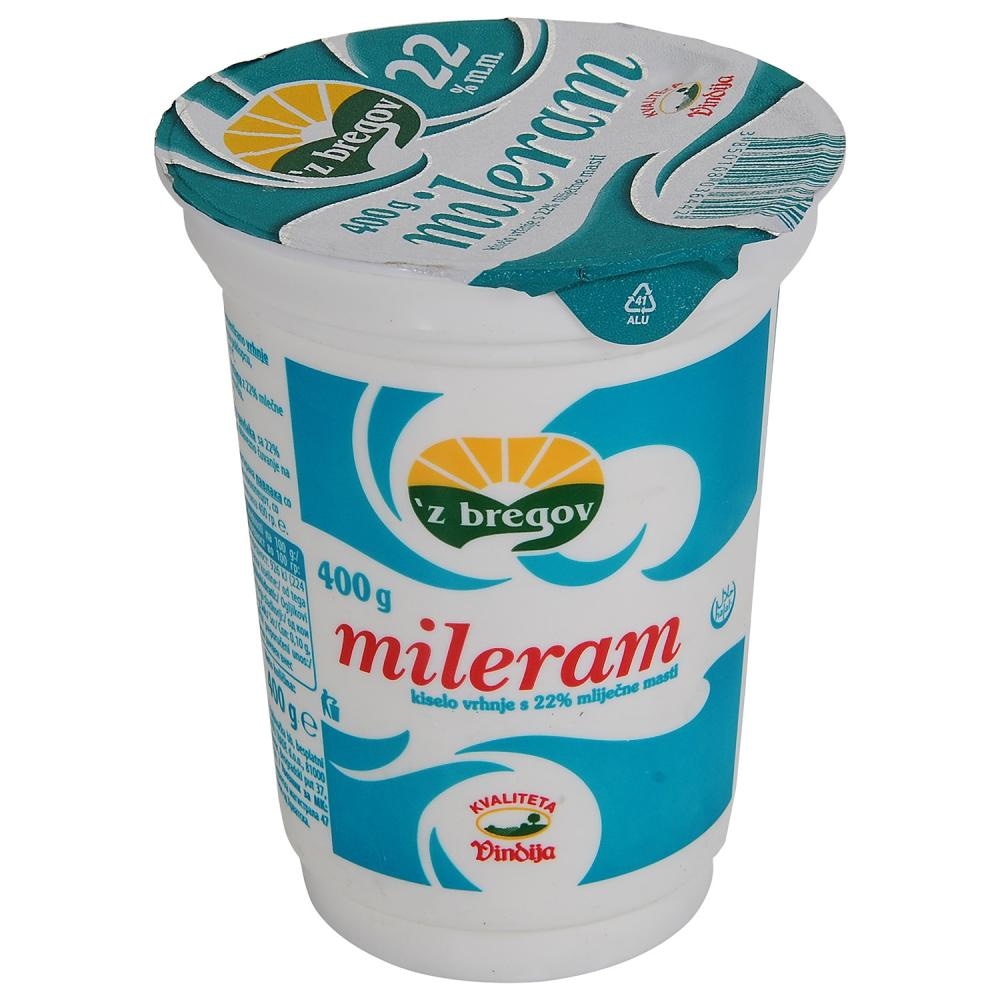 Vrhnje 'z bregov mileram 22% m.m. 400 g Akcija u trgovini Boso