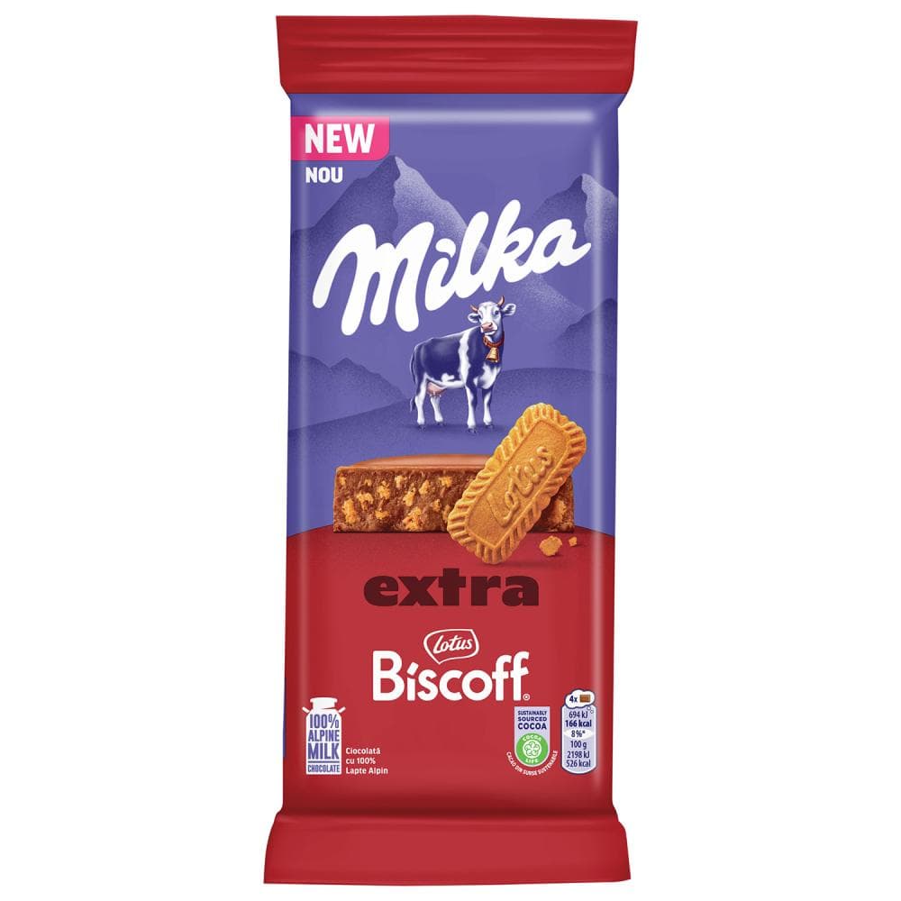 Čokolada Extra whole hazelnuts, Alpine milk, Lotus Biscoff 190 g Milka Akcija u trgovini NTL
