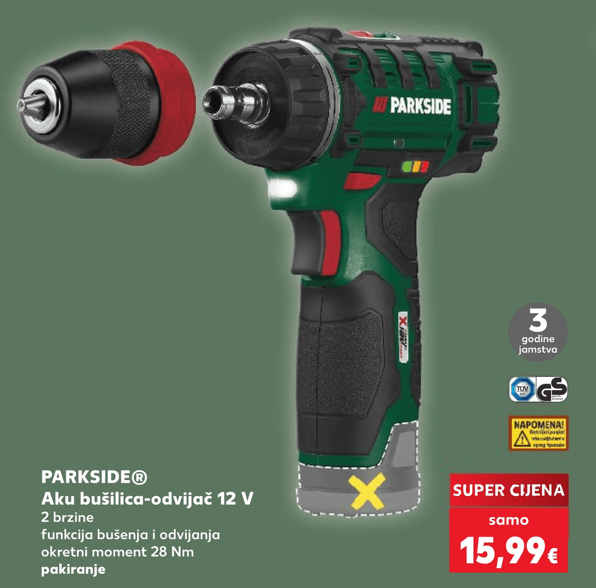 PARKSIDE® Aku bušilica-odvijač 1 pakiranje - Akcija u trgovini Kaufland