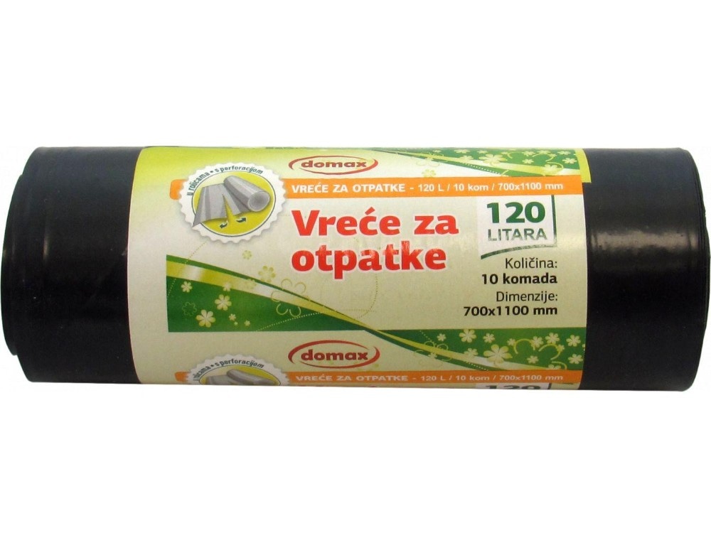 Domeo vrećice za smeće s vezicom 10 kom/pak, 120 L, 75 x 100 cm - Akcija u trgovini NTL