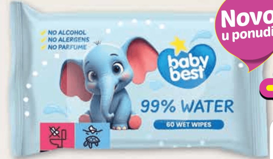BABY BEST Vlažne maramice 60 komada - Akcija u trgovini Plodine