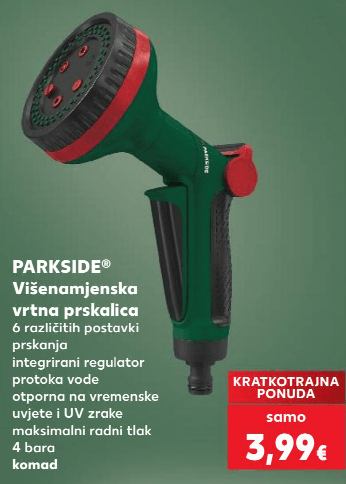 Parkside višenamjenska vrtna prskalica komad Akcija u trgovini Kaufland