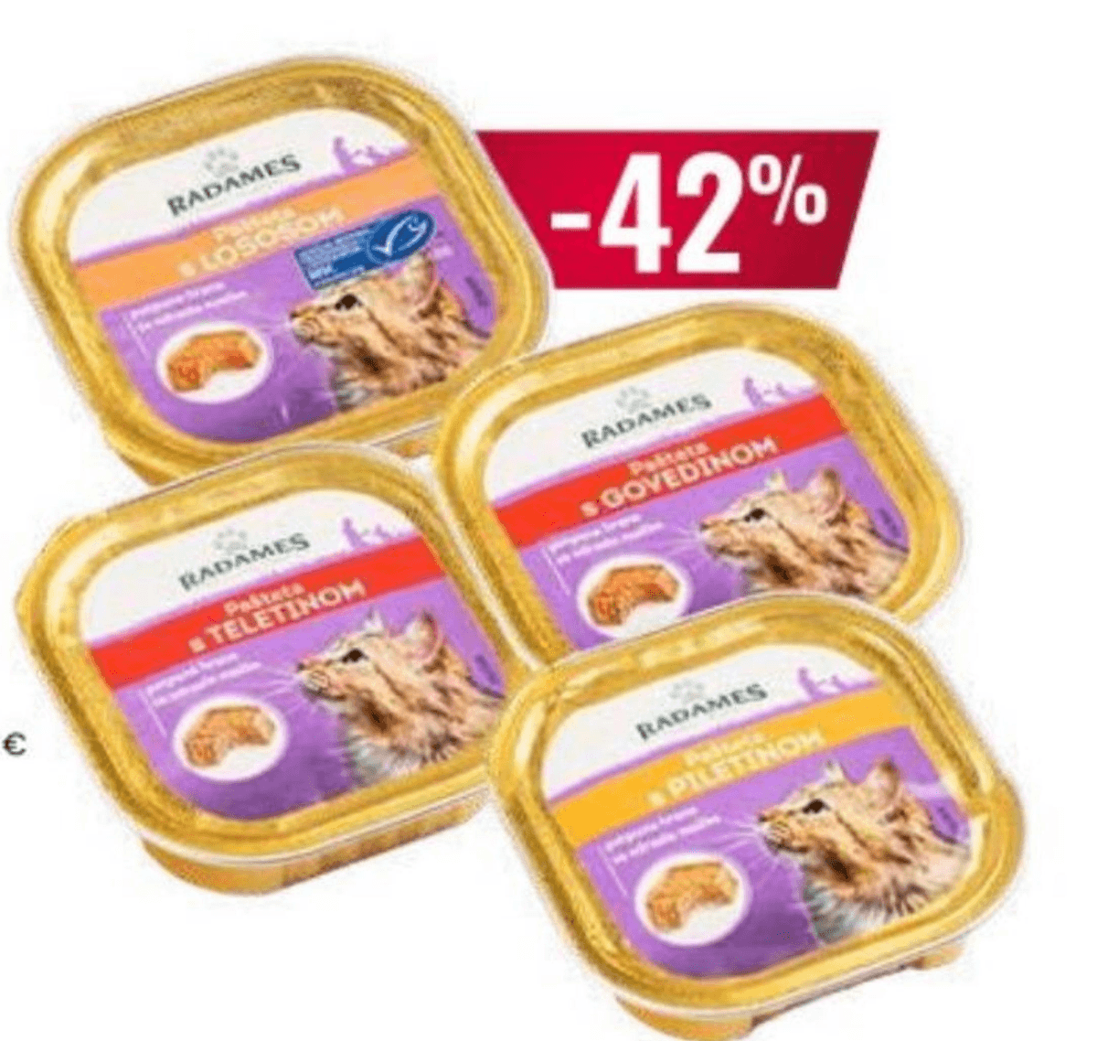 Pašteta za mačke više vrsta 85 g Radames - Akcija u trgovini Eurospin