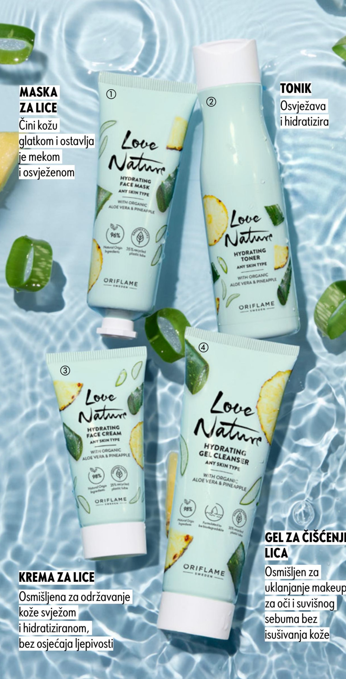 Love Nature Hydrating gel za umivanje s organskom aloe verom i ananasom 125 ml ORIFLAME - Akcija u trgovini Oriflame