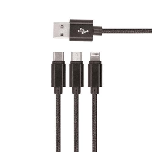 Kabel 3U1 SETTY crni micro USB + lightning + TYPE-C USB 1 kom Akcija u trgovini Interspar
