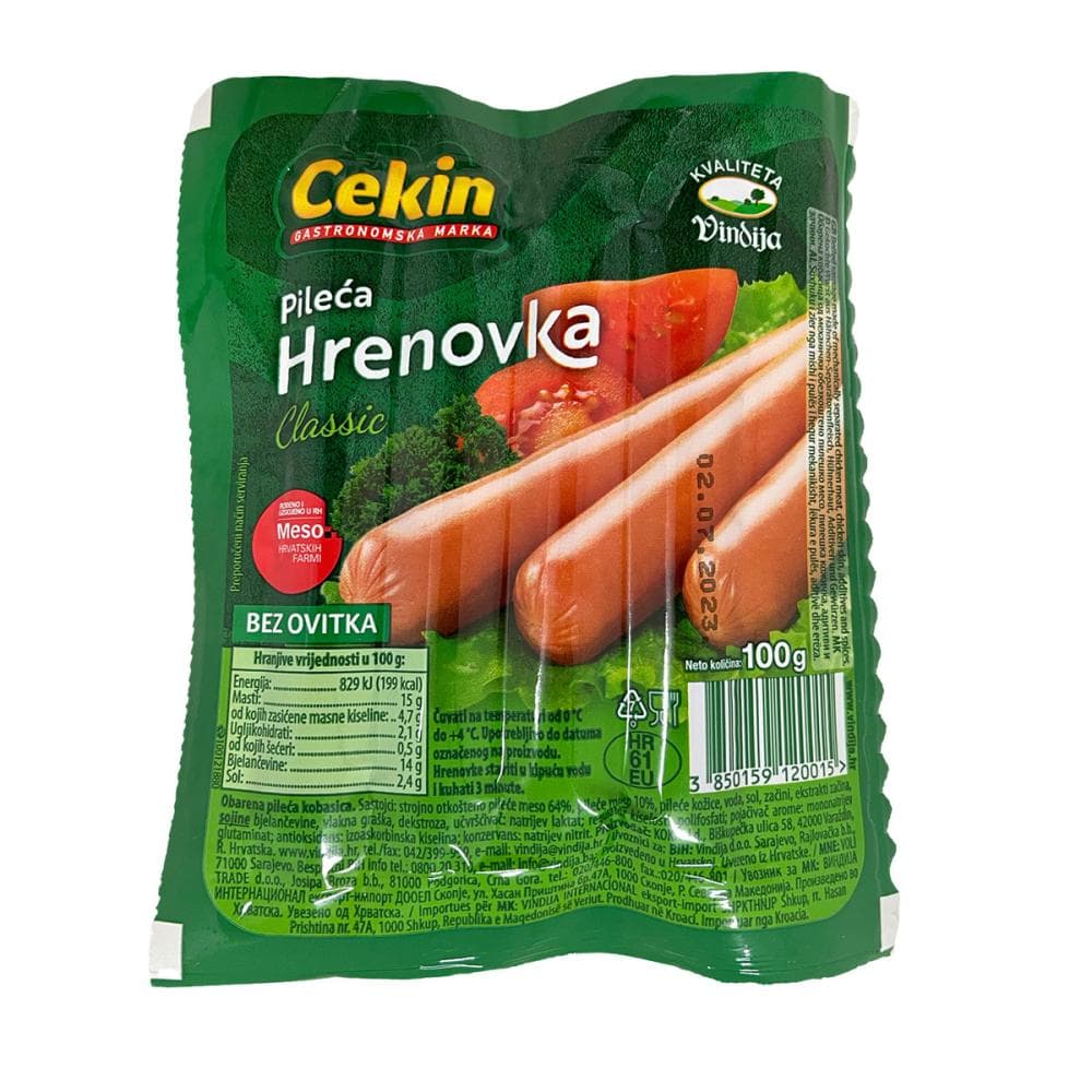 VINDIJA Cekin Pileće hrenovke 100 g Akcija u trgovini Ribola