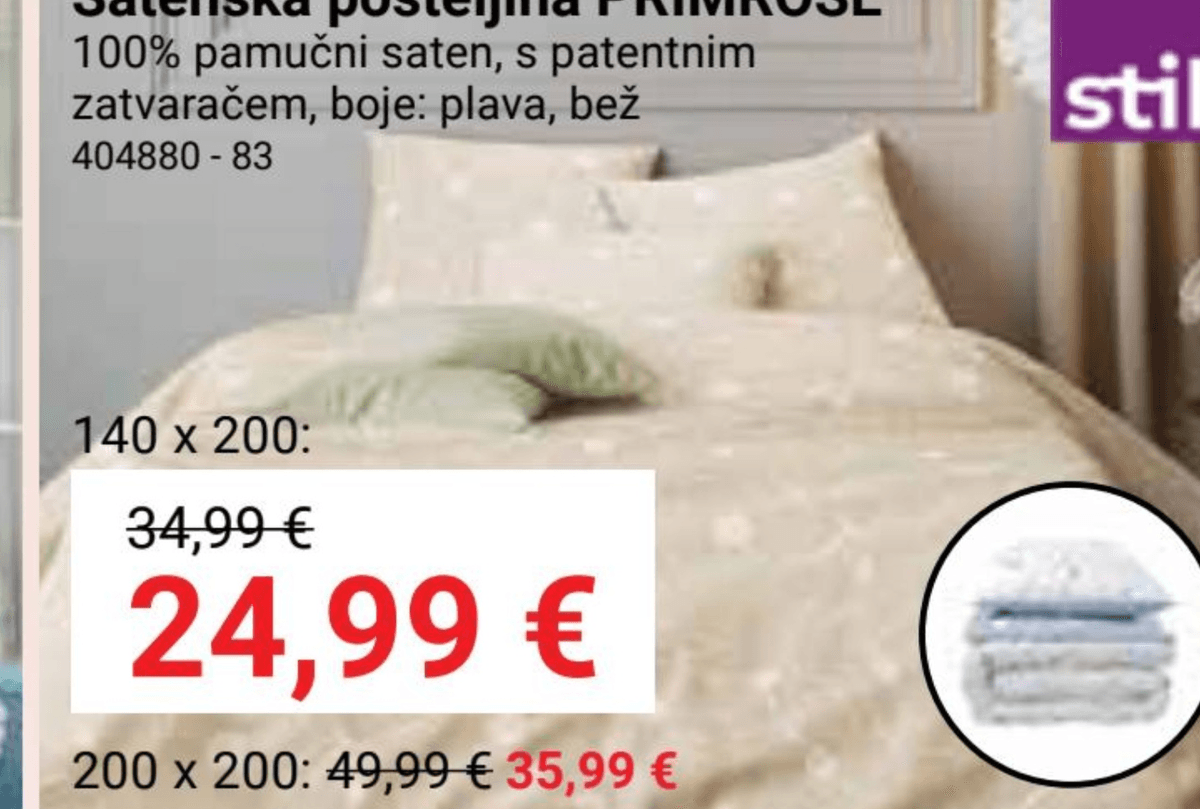 Satenska posteljina PRIMROSE 140 x 200 cm Akcija u trgovini Pevex