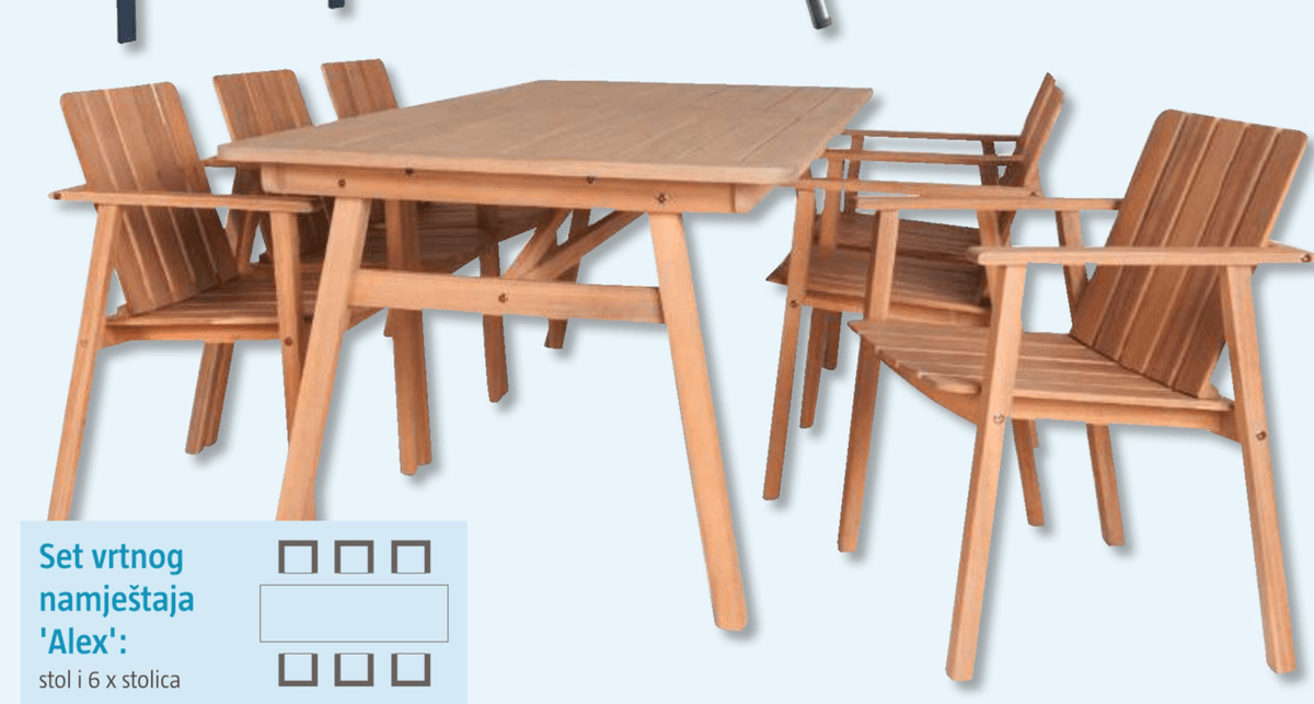 Set vrtnog namještaja 'Alex' stol i 6 x stolica - Akcija u trgovini Bauhaus