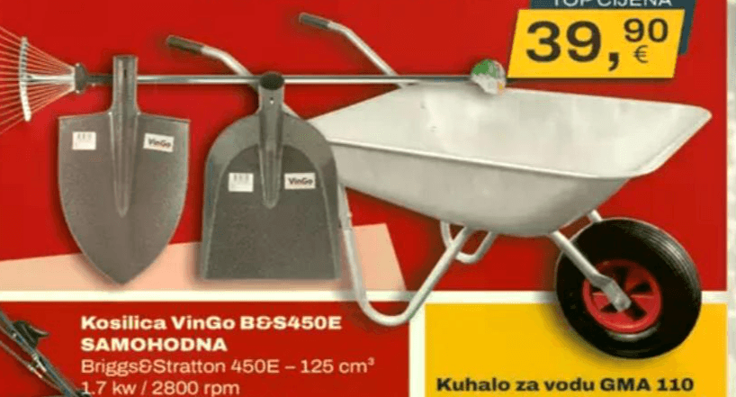 Kolica vrtna + Ašov + Lopata + Grablje za lišće SET 4/1 VINGO - Akcija u trgovini Vinkoprom