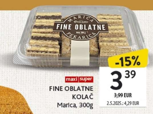 Marica Fine oblatne kolač 300 g Akcija u trgovini Konzum