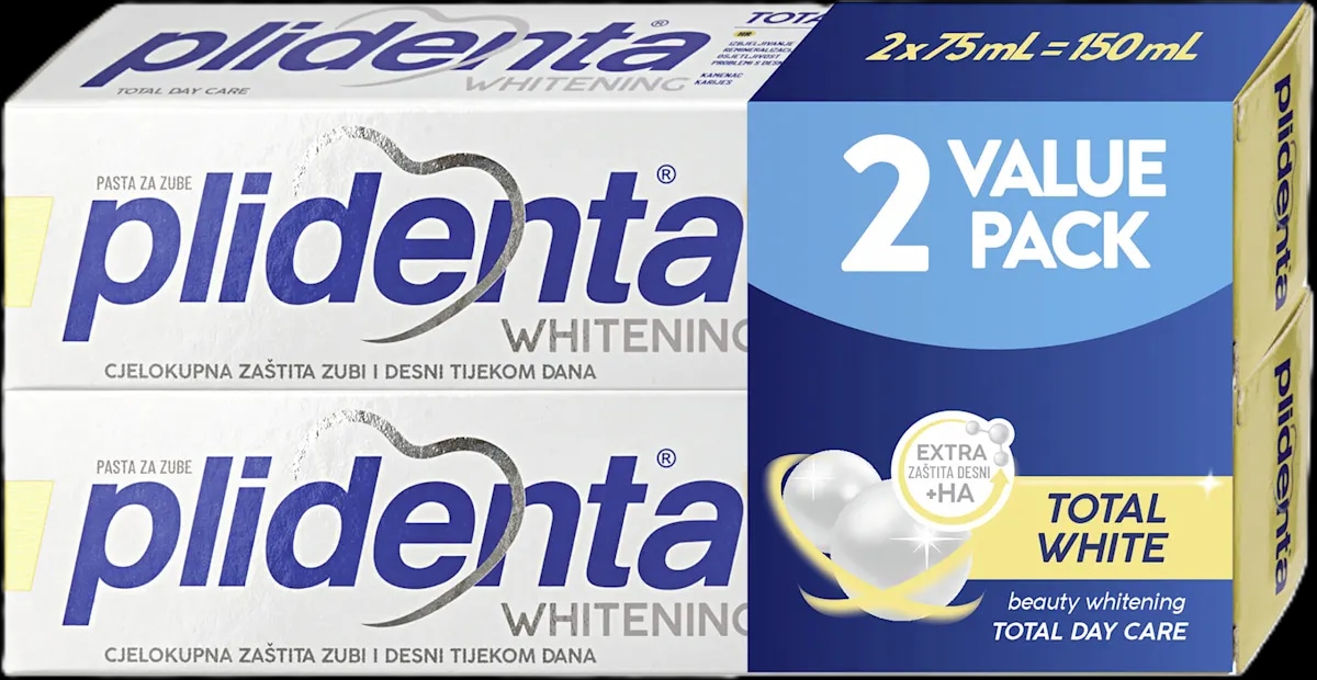 Plidenta pasta za zube Total White 2x75 ml, 150 ml Akcija u trgovini Dm