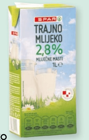 Trajno mlijeko Spar 1 L - Akcija u trgovini Spar