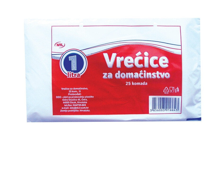 NTL Robna marka vrećice za domaćinstvo 25 kom/pak, 1 l - Akcija u trgovini NTL