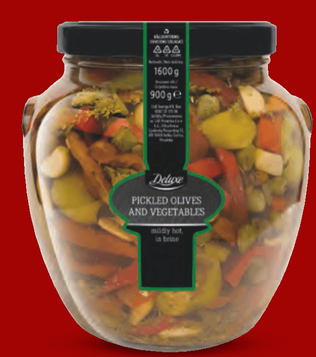 Miješane masline i povrće 900 g (ocijeđene mase) Deluxe - Akcija u trgovini Lidl