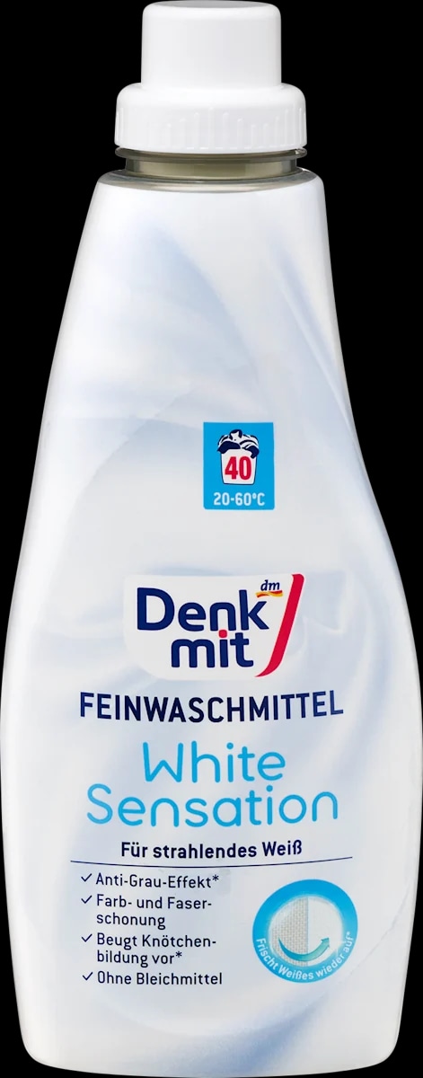 Denkmit deterdžent za osjetljivo bijelo rublje White Sensation 1 l - Akcija u trgovini Dm