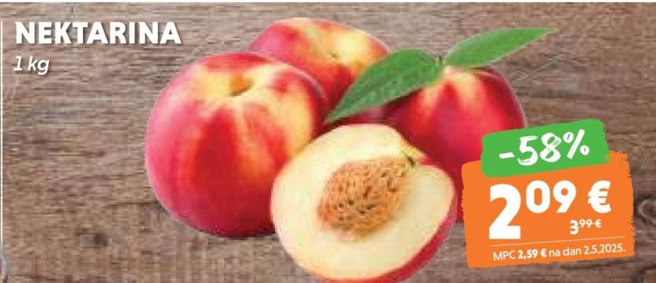 Nektarina 1kg - Akcija u trgovini Konzum