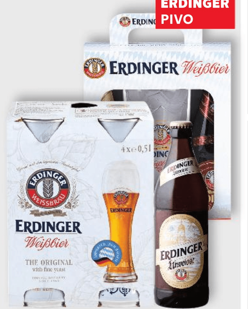 Erdinger Pivo 4x0.5 L Akcija u trgovini Kaufland