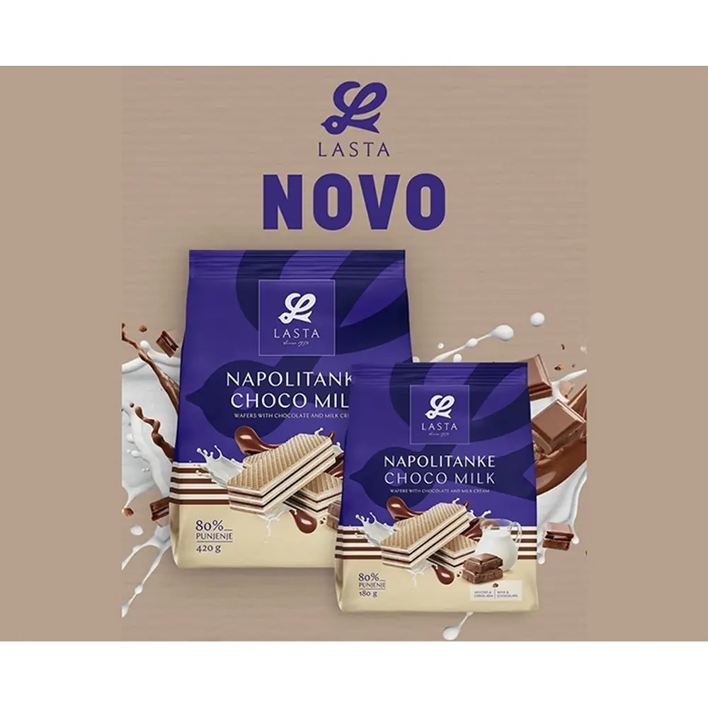 Proizvodi Lasta Dukati ili Napolitanke Choco Milk Dukati 500 g ili Napolitanke choco milk 420 g Akcija u trgovini Spar