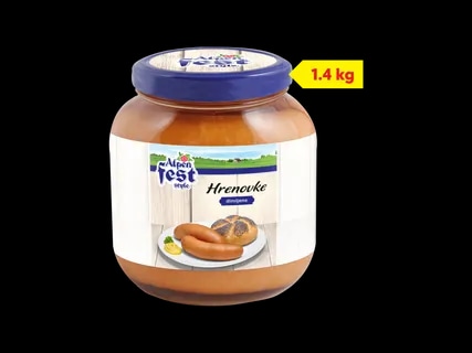 Alpenfest Dimljene svinjske hrenovke 1.4 kg Akcija u trgovini Lidl