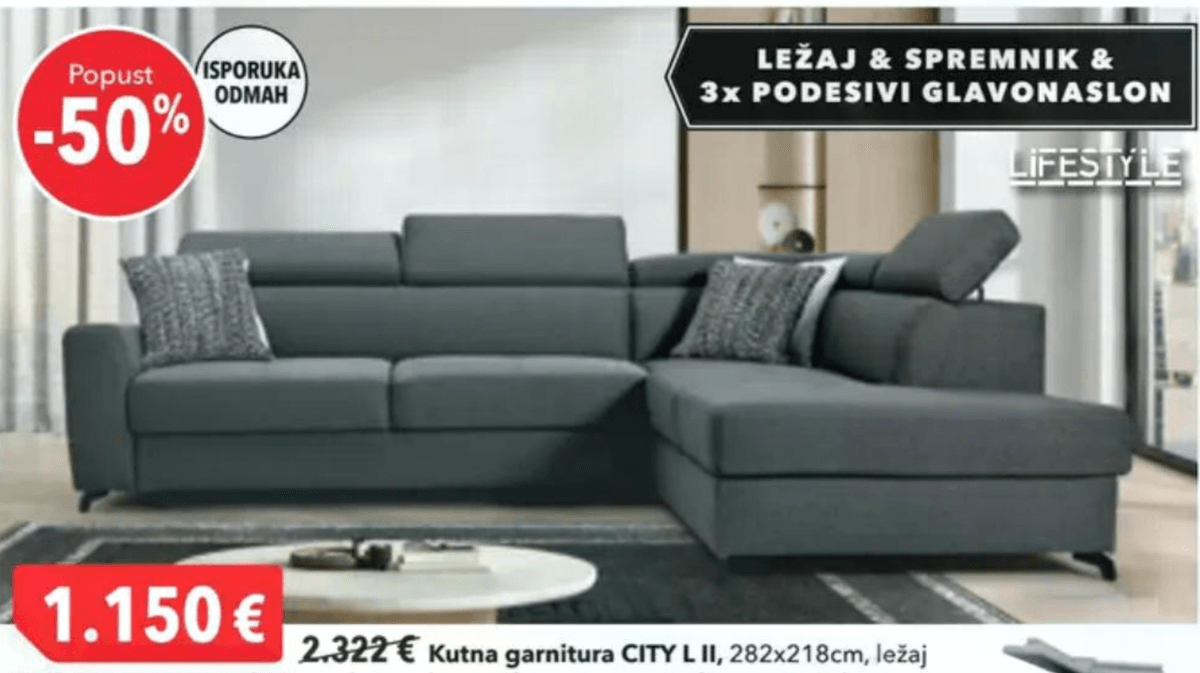 Kutna garnitura CITY L II LIFESTYLE - Akcija u trgovini Harvey Norman