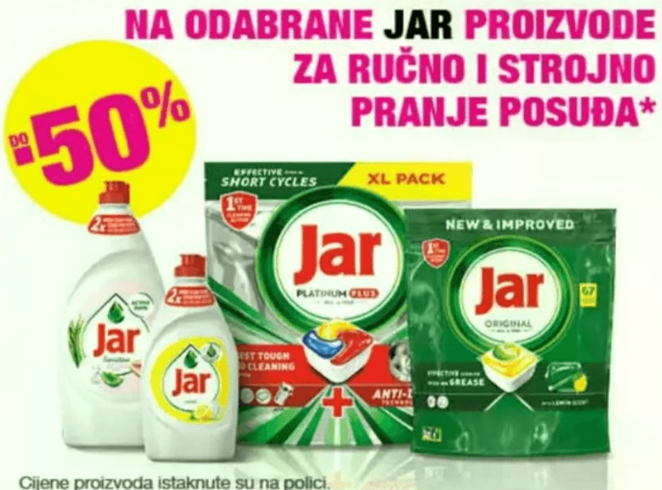 Jar proizvodi za ručno i strojno pranje posuđa - Akcija u trgovini Bipa