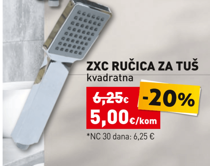 ZXC ručica za tuš Akcija u trgovini Grama
