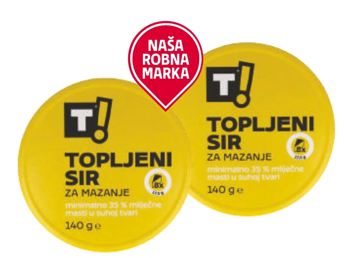 T! Topljeni sir 140 g - Akcija u trgovini Tommy