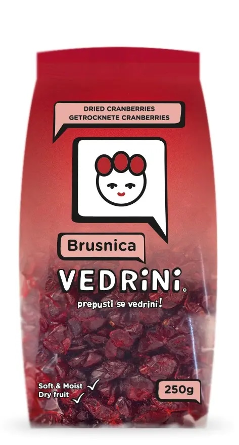 Brusnica sušena 250 g Vedrini - Akcija u trgovini Kaufland