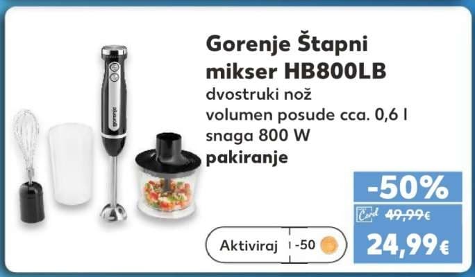 Gorenje štapni mikser HB800LB pakiranje Akcija u trgovini Kaufland