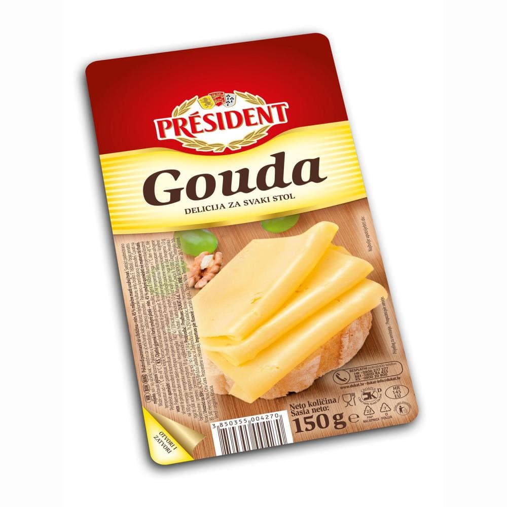 President sir u listićima gouda 150 g Akcija u trgovini Gavranović