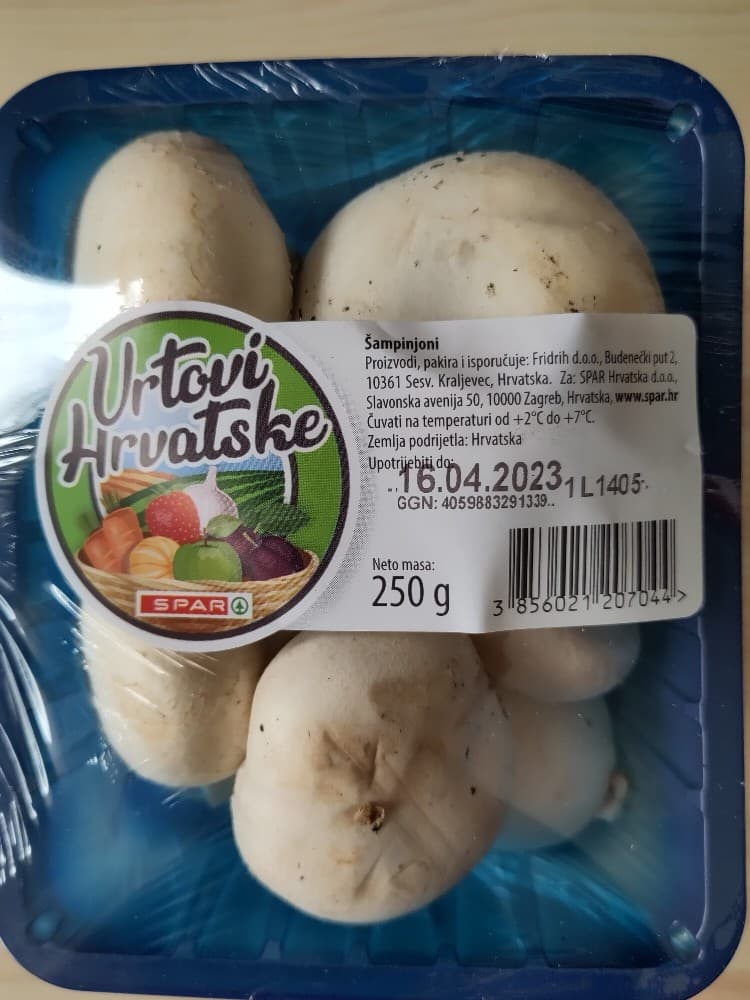 Vrtovi Hrvatske domaći šampinjoni smeđi 250 g Akcija u trgovini Spar