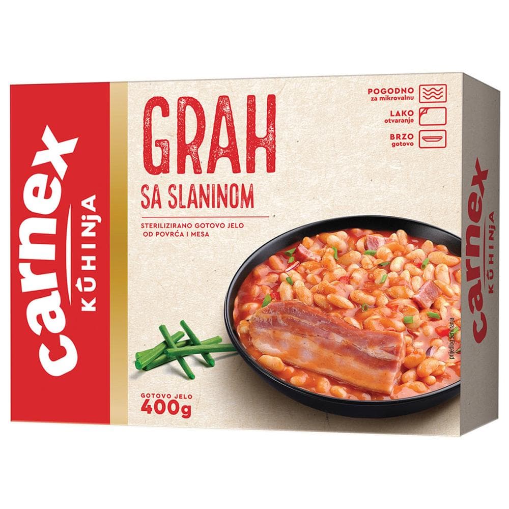 Grah s kobasicom, mesne okruglice, domaća sarma, punjena paprika, grah sa slaninom 400 g Carnex Akcija u trgovini Metro