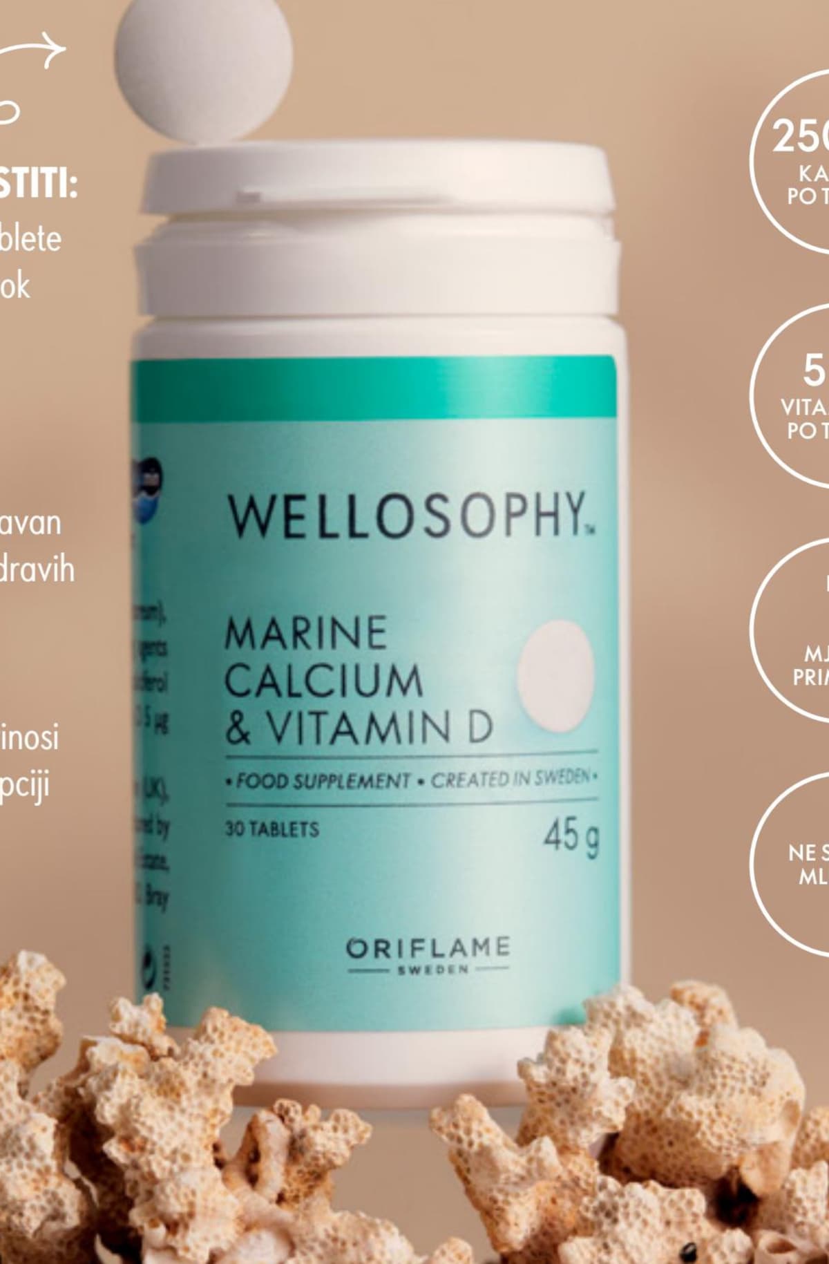 Oriflame Wellosophy morski kalcij i vitamin D 30 tableta; 45 g Akcija u trgovini Oriflame