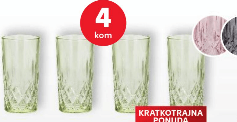 Silvercrest čaše za vodu 4 kom Akcija u trgovini Kaufland