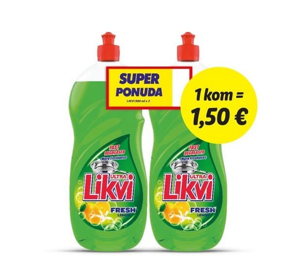 Likvi Sredstvo za pranje posuđa 2 x 900 ml Akcija u trgovini Lidl