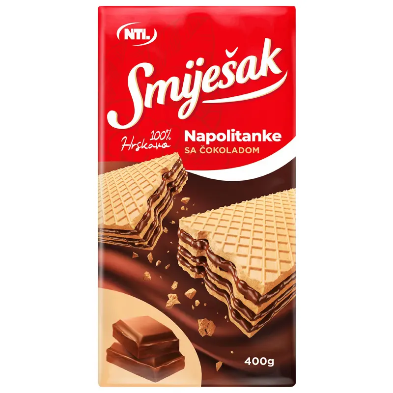 Napolitanke s čokoladom i mlijekom 170 g Smiješak Akcija u trgovini NTL