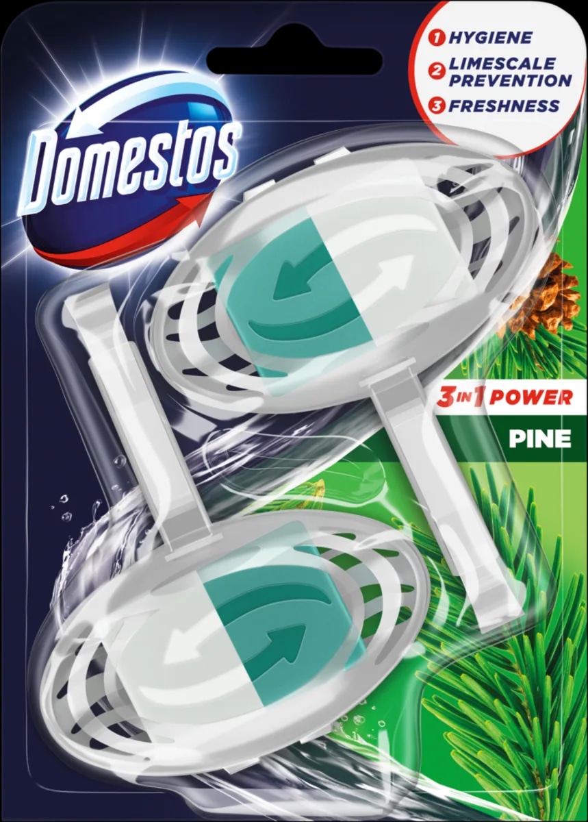 Domestos 3u1 Power Pine osvježivač za WC školjku 2x35 g Akcija u trgovini Dm