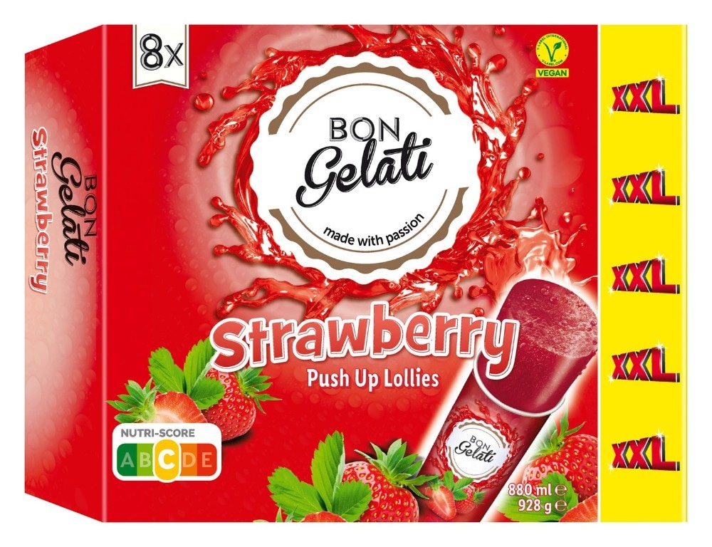 Bon Gelati Sladoled na štapiću jagoda 8 x 100 ml - Akcija u trgovini Lidl