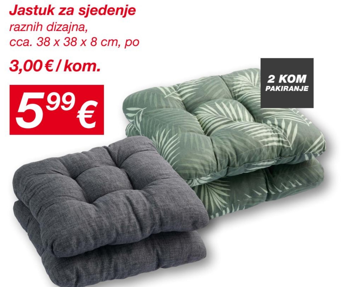Jastuk za sjedenje 2 kom - Akcija u trgovini Kik