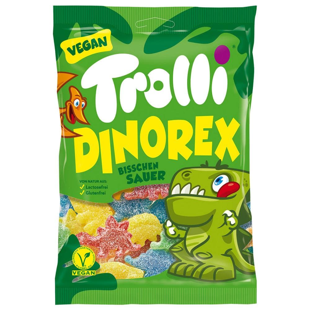 Bomboni dino rex / Sour glowworms 100 g Trolli Akcija u trgovini Pivac