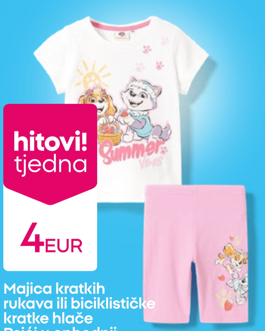 Majica kratkih rukava ili biciklističke kratke hlače Psići u ophodnji - Akcija u trgovini Pepco